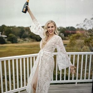BHLDN White Lace Bridal Robe